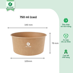 Tô giấy Kraft 26oz (750ml) + Nắp