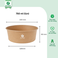 Tô giấy Kraft 26oz (750ml) + Nắp