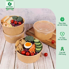 Tô giấy Kraft 32oz (1000ml) + Nắp