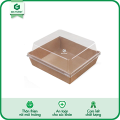 Hộp giấy nâu vuông take-away (Nắp pet)