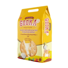 Bánh Cracker Gooka Nougat Filling  Vị Dừa Sầu riêng Túi QX 260g