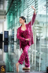 Pijama lụa hoạ tiết Logo Luxurysilk