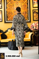 Kimono lụa hoạ tiết Logo Luxurysilk