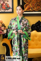Kimono lụa hoạ tiết Logo Luxurysilk