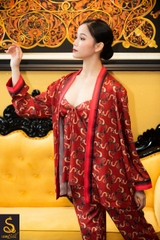 Pijama lụa hoạ tiết Logo Luxurysilk