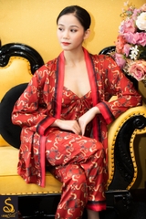 Pijama lụa hoạ tiết Logo Luxurysilk