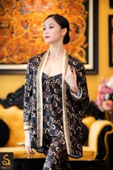 Pijama lụa hoạ tiết Logo Luxurysilk