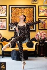 Pijama lụa hoạ tiết Logo Luxurysilk