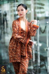 Pijama lụa hoạ tiết Logo Luxurysilk