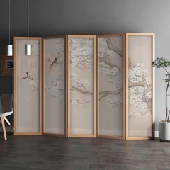 Bình phong lụa 5 tranh