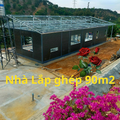 Căn Nhà Tiền Chế Khung Thép 90m2 Sử Dụng Tấm Ốp AZ 100 Làm Vách Ngoài