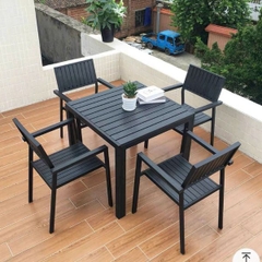 Bàn Ghế Nhôm Đúc Polywood 4 Ghế ND18