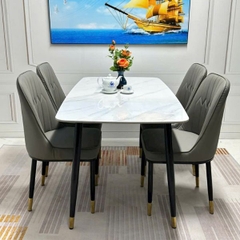 Bàn Ăn Mặt Đá Ceramic 4 Ghế Monet Không Tay