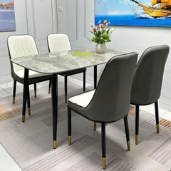 Bàn Ăn Mặt Đá Ceramic 4 Ghế Monet Không Tay