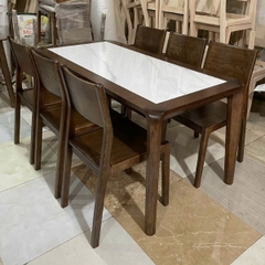 Bàn Ăn 6 Ghế Gỗ Sồi Mặt Đá GS05