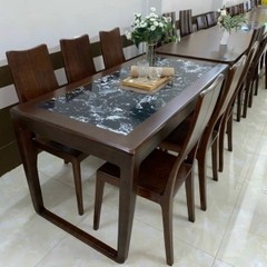 Bàn Ăn 6 Ghế Gỗ Sồi Mặt Đá GS26