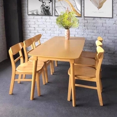 Bộ Bàn Ăn 6 Ghế Song Tiện Gỗ Cao Su