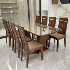 Bàn Ăn 8 Ghế Gỗ Sồi VIP03