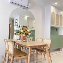 Bộ Bàn Ăn Gỗ Sồi 6 Ghế Thonet Tựa Mây