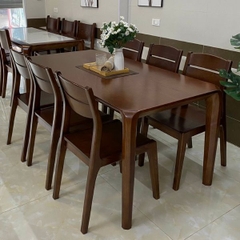Bộ Bàn Ăn 6 Ghế Gỗ Sồi Chân Hươu GS07