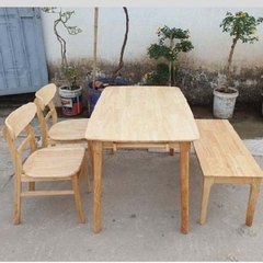 Bàn Ăn Mango 1m2 2 Ghế 1 Bench Gỗ Cao Su