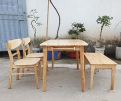 Bàn Ăn Mango 1m2 2 Ghế 1 Bench Gỗ Cao Su