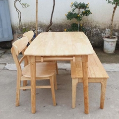 Bàn Ăn Mango 1m2 2 Ghế 1 Bench Gỗ Cao Su