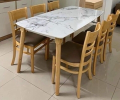 Bộ Bàn Ăn Nhà Hàng 6 Ghế Gỗ Tự Nhiên