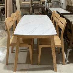 Bàn Ăn Mặt Đá 6 Ghế Gỗ Sồi GS12
