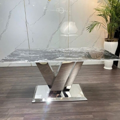 Bàn Ăn Mặt Đá Thạch Anh Khung INOX