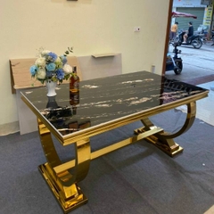 Bộ Bàn Ăn Nhập Khẩu Mạ PVD 6 Ghế HT24