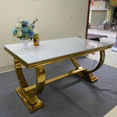 Bộ Bàn Ăn Nhập Khẩu Mạ PVD 6 Ghế HT24