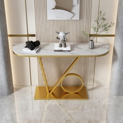 Bàn Console Chân Sắt Mặt Đá BTT18
