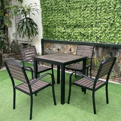 Bộ Bàn Ghế Cafe Nhôm Đúc Polywood 4 Ghế ND20