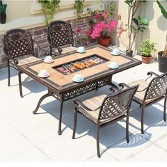 Bàn Ghế Ngoài Trời Nhôm Đúc Có Bếp Nướng ND66
