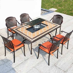 Bàn Ghế Ngoài Trời Nhôm Đúc Có Bếp Nướng ND66