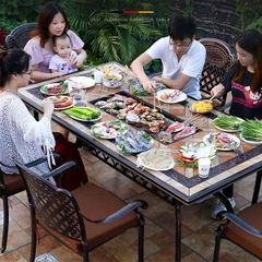 Bàn Ghế Ngoài Trời Nhôm Đúc Có Bếp Nướng ND66