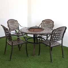 Bộ Bàn Ghế Ngoài Trời Nhôm Đúc Có Bếp Nướng ND65