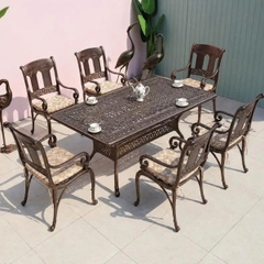Bàn Ghế Nhôm Đúc Ngoài Trời Cao Cấp 6 Ghế ND388