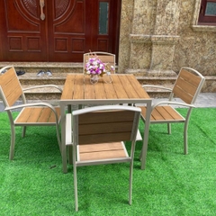 Bàn Ghế Nhôm Đúc Polywood 4 Ghế ND17