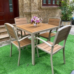 Bàn Ghế Nhôm Đúc Polywood 4 Ghế ND17