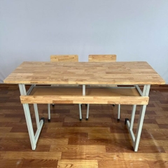 Bàn Học Sinh 2 Ghế Đơn Gỗ Tự Nhiên