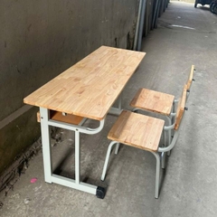 Bàn Học Sinh 2 Ghế Đơn Gỗ Tự Nhiên