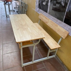 Bàn Học Sinh Liền Ghế Có Tựa Gỗ Tự Nhiên
