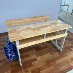 Bàn Học Sinh Liền Ghế Có Tựa Gỗ Tự Nhiên