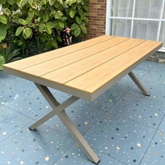 Bộ Bàn Ngoài Trời Nhôm Đúc Polywood Chân Chữ X 4 Ghế ND21