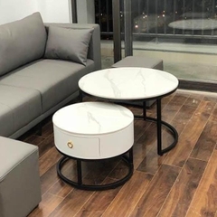 Bàn Trà Sofa Đôi Ngăn Kéo Mặt Đá Ceramic