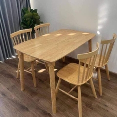 Bộ Bàn Ăn 6 Ghế Song Tiện Gỗ Cao Su