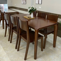 Bộ Bàn Ăn 6 Ghế Gỗ Sồi Chân Hươu GS07
