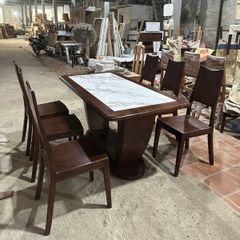 Bộ Bàn Ăn 6 Ghế Gỗ Sồi Mặt Đá GS99